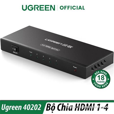 Bộ chia cổng HDMI 1 ra 4 hỗ trợ 3D, 4K*2K, Full HD Ugreen UG-40202 Cao cấp 