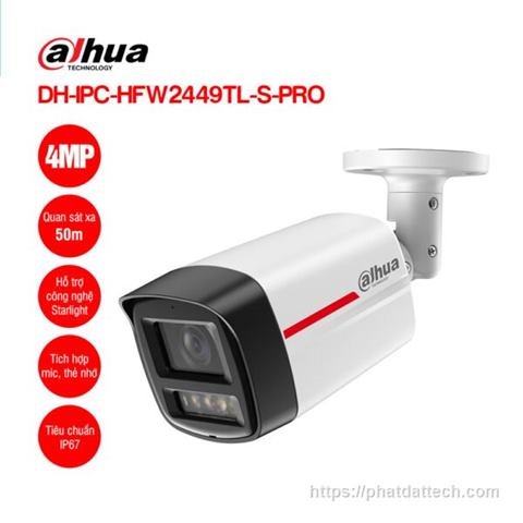 Camera IP 4MP WizColor DAHUA DH-IPC-HFW2449TL-S-PRO 