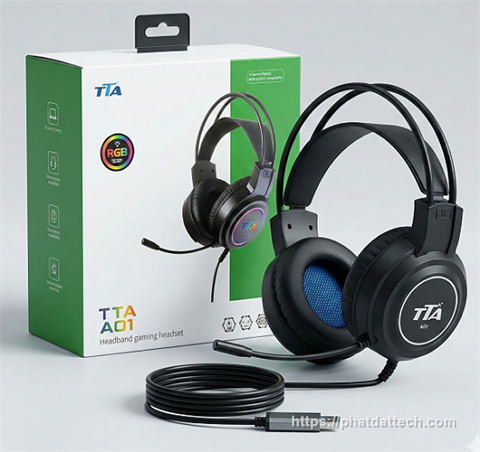 Tai nghe Gaming 7.1 TTA A01, có dây, khung chụp qua đầu, có nối với một micro 